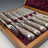 Late Victorian British antique silver plate cutlery, 6 pairs, in wooden box